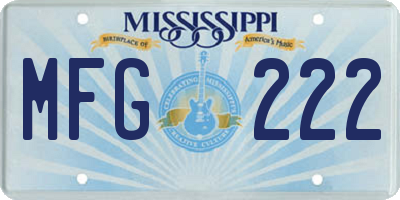 MS license plate MFG222