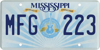 MS license plate MFG223