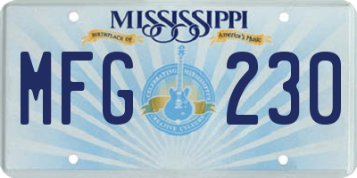 MS license plate MFG230