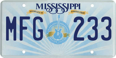 MS license plate MFG233