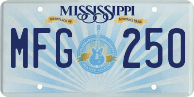 MS license plate MFG250