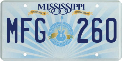 MS license plate MFG260