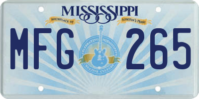 MS license plate MFG265