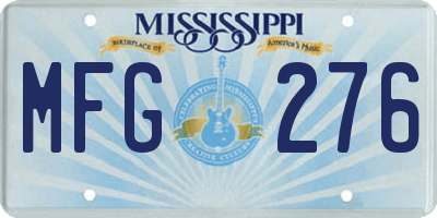 MS license plate MFG276
