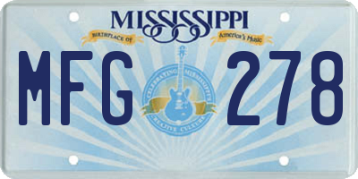 MS license plate MFG278