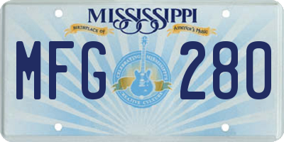MS license plate MFG280