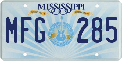 MS license plate MFG285