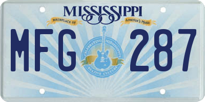 MS license plate MFG287