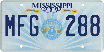 MS license plate MFG288