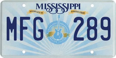 MS license plate MFG289
