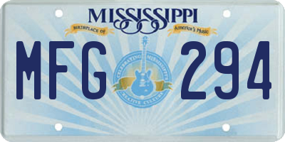 MS license plate MFG294