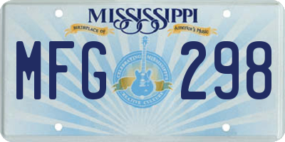 MS license plate MFG298