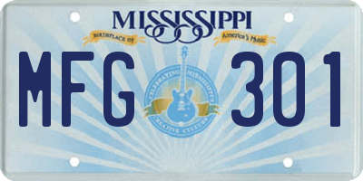 MS license plate MFG301