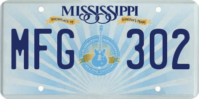 MS license plate MFG302