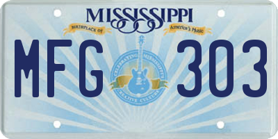 MS license plate MFG303