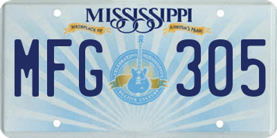 MS license plate MFG305
