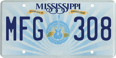 MS license plate MFG308