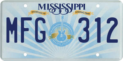 MS license plate MFG312