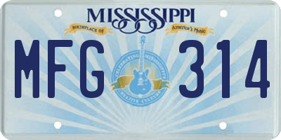 MS license plate MFG314