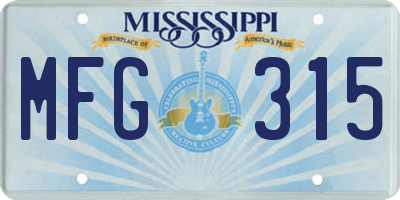 MS license plate MFG315
