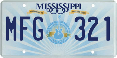 MS license plate MFG321