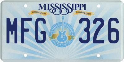 MS license plate MFG326
