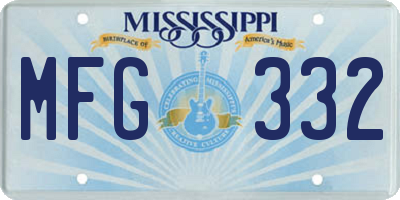 MS license plate MFG332