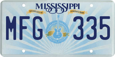 MS license plate MFG335