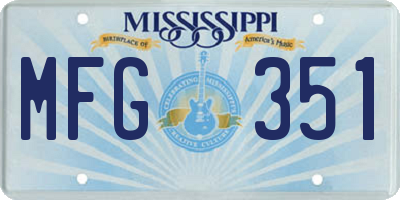 MS license plate MFG351