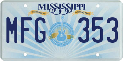 MS license plate MFG353