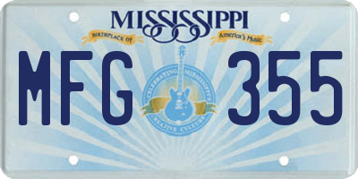 MS license plate MFG355