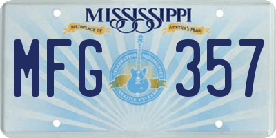 MS license plate MFG357