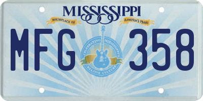 MS license plate MFG358