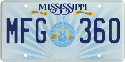 MS license plate MFG360