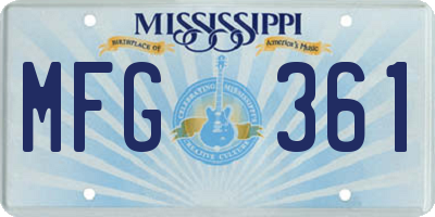 MS license plate MFG361