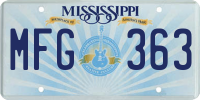 MS license plate MFG363