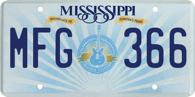 MS license plate MFG366
