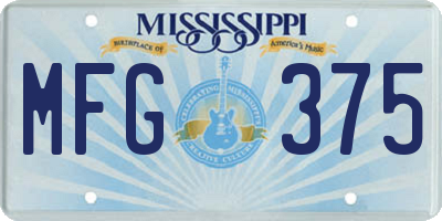 MS license plate MFG375