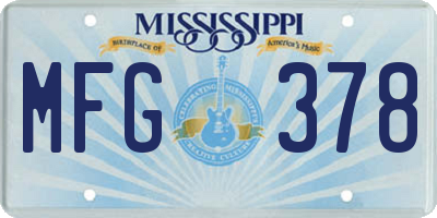 MS license plate MFG378