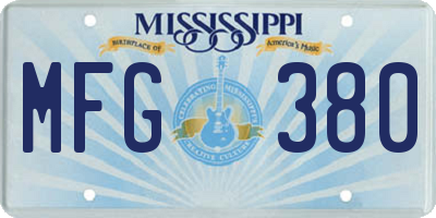 MS license plate MFG380