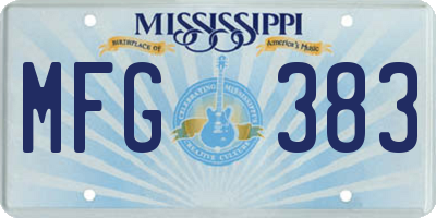 MS license plate MFG383
