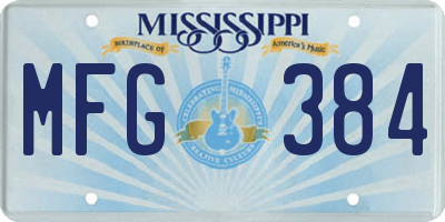 MS license plate MFG384