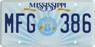 MS license plate MFG386