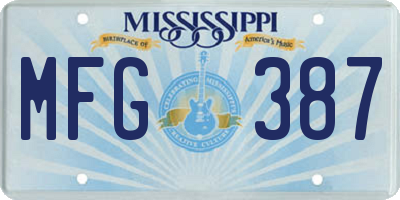 MS license plate MFG387