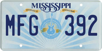 MS license plate MFG392