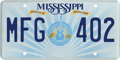 MS license plate MFG402