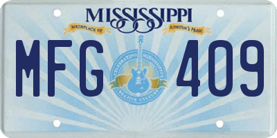 MS license plate MFG409