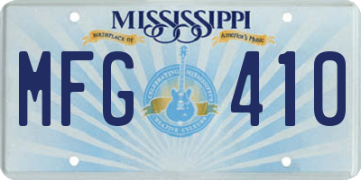 MS license plate MFG410