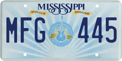 MS license plate MFG445