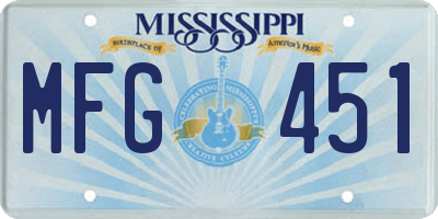 MS license plate MFG451